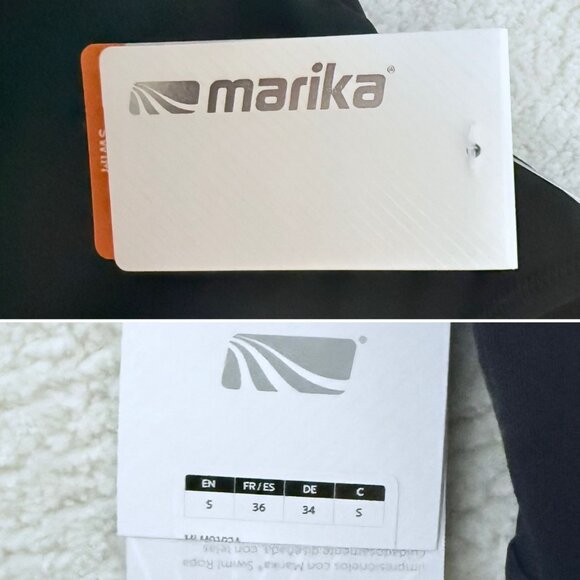 Marika Swim Tank Top Size Small Strappy Back UPF 50 Black White DryWik - Picture 3 of 9